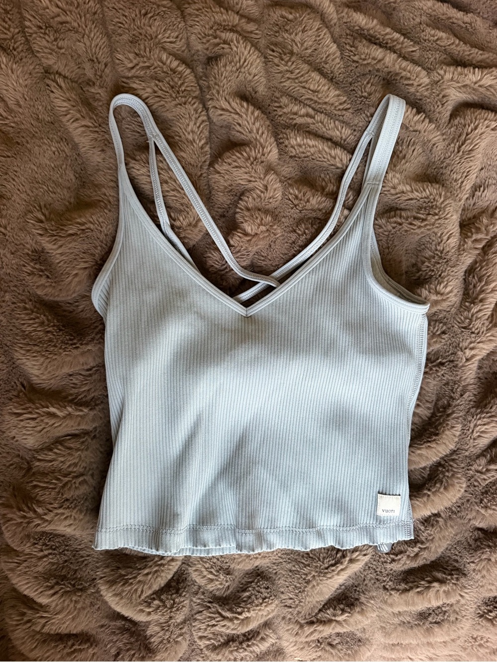 Vuori grey/blue Ribbed Strappy V-Neck Camisole